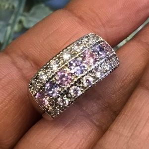 Lilac and pink stone ring SIZE 6
